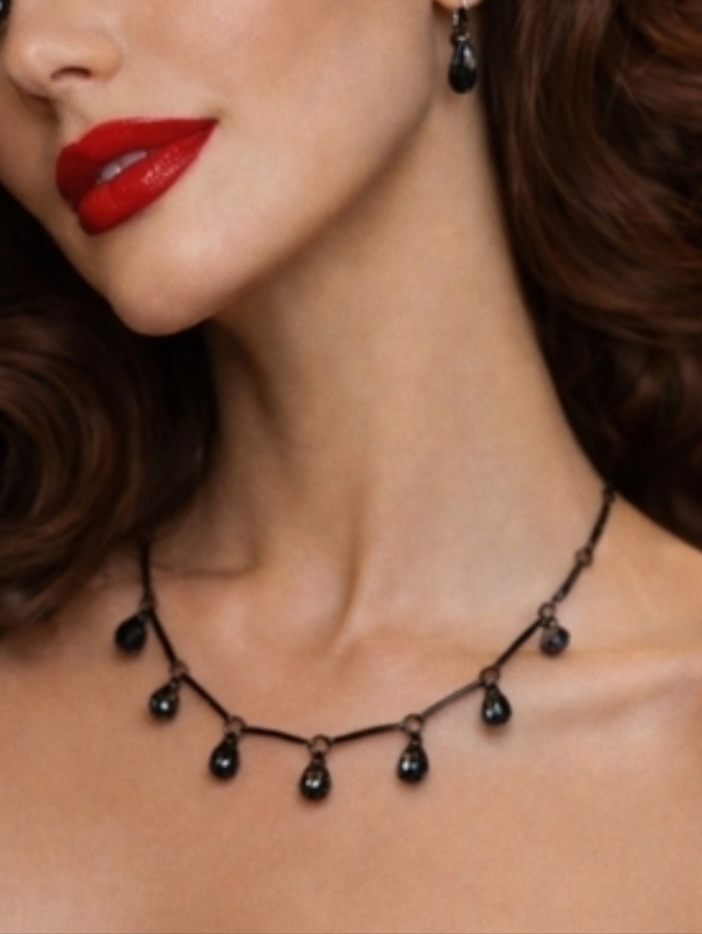Vintage Givenchy Black Crystal Drop Necklace Iconic Parisian Drama, Collectible